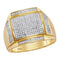 10kt Yellow Gold Men's Round Pave-set Diamond Square Cluster Ring 1/2 Cttw - FREE Shipping (US/CAN)-Gold & Diamond Rings-8-JadeMoghul Inc.