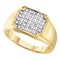 10kt Yellow Gold Men's Round Pave-set Diamond Square Cluster Ring 1/4 Cttw - FREE Shipping (US/CAN)-Gold & Diamond Men Rings-8-JadeMoghul Inc.