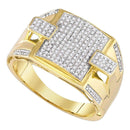 10kt Yellow Gold Men's Round Pave-set Diamond Square Cluster Ring 3/8 Cttw - FREE Shipping (US/CAN)-Gold & Diamond General-8-JadeMoghul Inc.