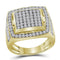 10kt Yellow Gold Mens Round Pave-set Diamond Square Frame Cluster Ring 2.00 Cttw-Gold & Diamond Men Rings-8.5-JadeMoghul Inc.