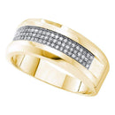 10kt Yellow Gold Men's Round Pave-set Diamond Wedding Band Ring 1/4 Cttw - FREE Shipping (US/CAN)-Gold & Diamond Wedding Jewelry-8-JadeMoghul Inc.