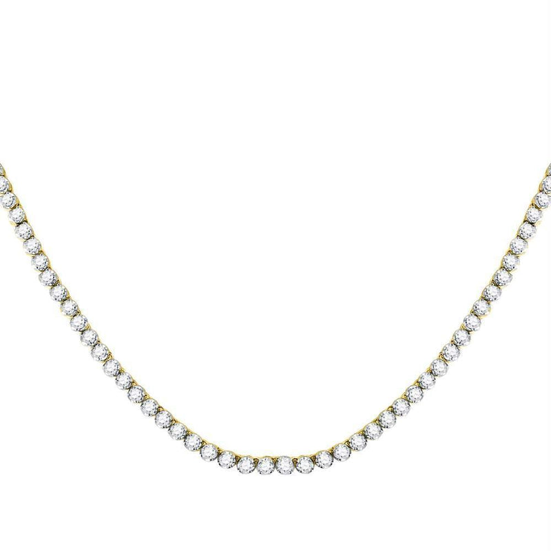 10kt Yellow Gold Men's Solitaire Linked 22" Necklace-Gold & Diamond Men Charms & Pendants-JadeMoghul Inc.