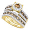 10kt Yellow Gold Round Cognac-brown Color Enhanced Diamond Bridal Wedding Engagement Ring Band Set 1-3/4 Cttw - FREE Shipping (US/CAN)-Gold & Diamond Wedding Ring Sets-5-JadeMoghul Inc.