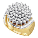 10kt Yellow Gold Two-tone Women's Round Diamond Cluster Ring 2.00 Cttw - FREE Shipping (US/CAN)-Gold & Diamond Cluster Rings-8-JadeMoghul Inc.