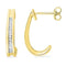 10kt Yellow Gold Women's Baguette Diamond Half J Hoop Earrings 1-6 Cttw - FREE Shipping (USA/CAN)-Gold & Diamond Earrings-JadeMoghul Inc.