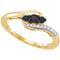 10kt Yellow Gold Women's Black Color Enhanced Diamond 3-stone Ring 1/4 Cttw-Gold & Diamond Rings-JadeMoghul Inc.