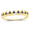 10kt Yellow Gold Women's Blue Sapphire Chevron Stackable Band Ring 1/10 Cttw-Gold & Diamond Rings-JadeMoghul Inc.