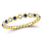 10kt Yellow Gold Women's Blue Sapphire Diamond Beaded Dot Stackable Band Ring 1/6 Cttw-Gold & Diamond Rings-JadeMoghul Inc.