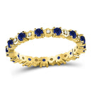 10kt Yellow Gold Women's Blue Sapphire Diamond Eternity Band Ring-Rings And Bands-JadeMoghul Inc.