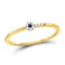 10kt Yellow Gold Women's Blue Sapphire Diamond Stackable Band Ring 1/12 Cttw-Gold & Diamond Rings-JadeMoghul Inc.