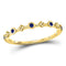 10kt Yellow Gold Women's Blue Sapphire Dot Flower Stackable Band Ring 1/12 Cttw-Gold & Diamond Rings-JadeMoghul Inc.