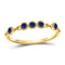 10kt Yellow Gold Women's Blue Sapphire Dot Stackable Band Ring 1/5 Cttw-Gold & Diamond Rings-JadeMoghul Inc.