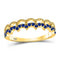 10kt Yellow Gold Women's Blue Sapphire Scalloped Stackable Band Ring 1/4 Cttw-Gold & Diamond Rings-JadeMoghul Inc.