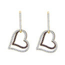 10kt Yellow Gold Women's Cognac-brown Color Enhanced Diamond Dangle Double Heart Earrings 1-2 Cttw - FREE Shipping (USA/CAN)-Gold & Diamond Earrings-JadeMoghul Inc.
