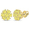 10kt Yellow Gold Women's Color Enhanced Diamond Flower Cluster Earrings 1/2 Cttw-Gold & Diamond Earrings-JadeMoghul Inc.