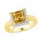 10kt Yellow Gold Women's Cushion Lab-Created Citrine Solitaire Diamond Frame Ring 1-7/8 Cttw - FREE Shipping (US/CAN)-Gold & Diamond Fashion Rings-5-JadeMoghul Inc.