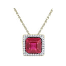 10kt Yellow Gold Womens Cushion Lab-Created Ruby Solitaire Diamond Pendant 1-7-8 Cttw-Gold & Diamond Pendants & Necklaces-JadeMoghul Inc.