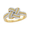 10kt Yellow Gold Women's Diamond Beaded Knot Fashion Ring 1/5 Cttw-Gold & Diamond Rings-JadeMoghul Inc.