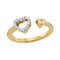 10kt Yellow Gold Women's Diamond Bisected Heart Ring 1/10 Cttw-Gold & Diamond Rings-JadeMoghul Inc.