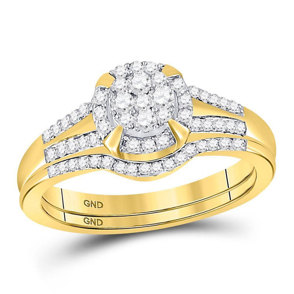 10kt Yellow Gold Women's Diamond Bridal or Engagement Ring Band Set 3/8 Cttw-Gold & Diamond Wedding Jewelry-JadeMoghul Inc.