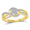 10kt Yellow Gold Women's Diamond Circle Cluster Strand Ring-Rings And Bands-JadeMoghul Inc.