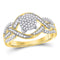 10kt Yellow Gold Women's Diamond Circle Cluster Twist Ring 1/4 Cttw-Gold & Diamond Rings-JadeMoghul Inc.