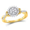 10kt Yellow Gold Women's Diamond Circle Flower Cluster Ring 1/3 Cttw-Gold & Diamond Rings-JadeMoghul Inc.