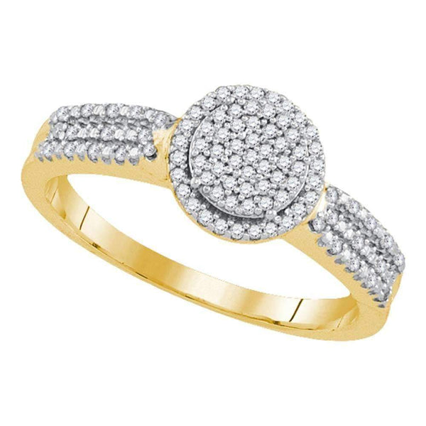 10kt Yellow Gold Women's Diamond Circle Frame Cluster Bridal Engagement Ring 1-5 Cttw - FREE Shipping (USA/CAN)-Gold & Diamond Engagement & Anniversary Rings-JadeMoghul Inc.