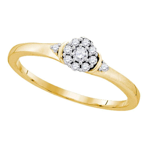 10kt Yellow Gold Women's Diamond Cluster Promise Bridal Ring 1/6 Cttw-Gold & Diamond Wedding Jewelry-JadeMoghul Inc.
