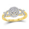 10kt Yellow Gold Women's Diamond Cluster Split-shank XO Ring-Rings And Bands-JadeMoghul Inc.