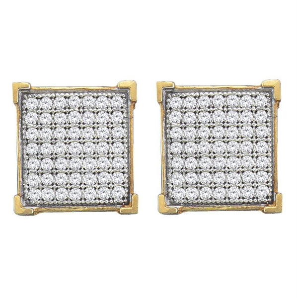 10kt Yellow Gold Women's Diamond Cluster Stud Earrings-Earrings-JadeMoghul Inc.