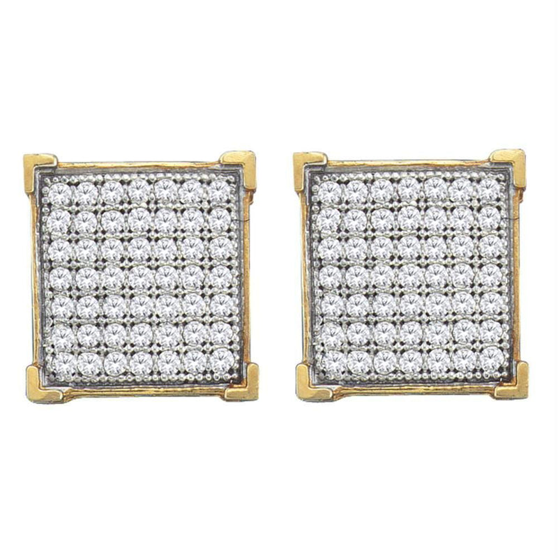 10kt Yellow Gold Women's Diamond Cluster Stud Earrings-Earrings-JadeMoghul Inc.