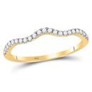 10kt Yellow Gold Women's Diamond Contoured Stackable Band Ring-Rings And Bands-JadeMoghul Inc.