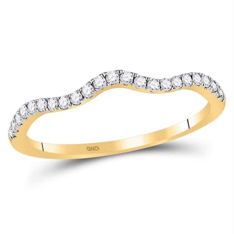 10kt Yellow Gold Women's Diamond Contoured Stackable Band Ring-Rings And Bands-JadeMoghul Inc.