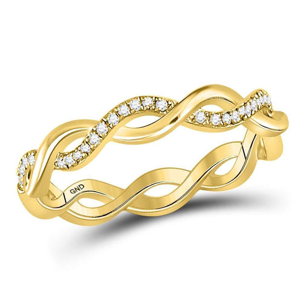 10kt Yellow Gold Women's Diamond Fashion Braided Band Ring 1/10 Cttw-Gold & Diamond Rings-JadeMoghul Inc.