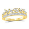 10kt Yellow Gold Women's Diamond Floral Leaf Band Ring-Rings And Bands-JadeMoghul Inc.