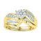 10kt Yellow Gold Women's Diamond Flower Cluster Bridal Wedding Engagement Ring Band Set 1/2 Cttw - FREE Shipping (US/CAN)-Gold & Diamond Wedding Ring Sets-5-JadeMoghul Inc.