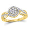 10kt Yellow Gold Women's Diamond Flower Cluster Ring 1/6 Cttw-Gold & Diamond Rings-JadeMoghul Inc.