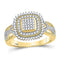 10kt Yellow Gold Women's Diamond Frame Cluster Ring 1/4 Cttw-Gold & Diamond Rings-JadeMoghul Inc.