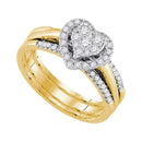 10kt Yellow Gold Women's Diamond Heart Bridal Wedding Engagement Ring Band Set 1/2 Cttw - FREE Shipping (US/CAN)-Gold & Diamond Wedding Ring Sets-5-JadeMoghul Inc.