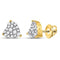 10kt Yellow Gold Women's Diamond Heart Cluster Earrings 1/4 Cttw-Gold & Diamond Earrings-JadeMoghul Inc.