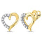 10kt Yellow Gold Women's Diamond Heart Stud Earrings 1/10 Cttw-Gold & Diamond Earrings-JadeMoghul Inc.