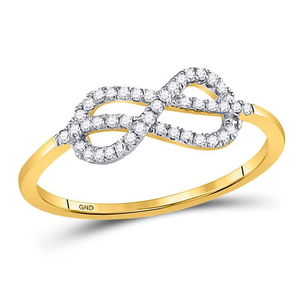 10kt Yellow Gold Women's Diamond Infinity Fashion Ring 1/6 Cttw-Gold & Diamond Rings-JadeMoghul Inc.