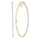 10kt Yellow Gold Women's Diamond Large Hoop Earrings 1-2 Cttw - FREE Shipping (US/CAN)-Gold & Diamond Earrings-JadeMoghul Inc.