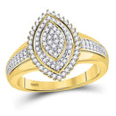 10kt Yellow Gold Women's Diamond Marquise Cluster Ring-Rings And Bands-5-JadeMoghul Inc.