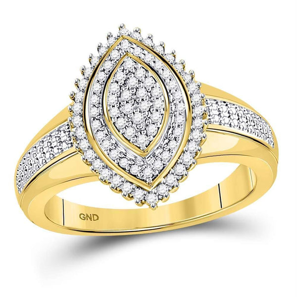 10kt Yellow Gold Women's Diamond Marquise Cluster Ring-Rings And Bands-5.5-JadeMoghul Inc.