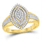 10kt Yellow Gold Women's Diamond Marquise Cluster Ring-Rings And Bands-6-JadeMoghul Inc.