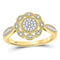 10kt Yellow Gold Women's Diamond Milgrain Cable Cluster Ring 1/8 Cttw-Gold & Diamond Rings-JadeMoghul Inc.