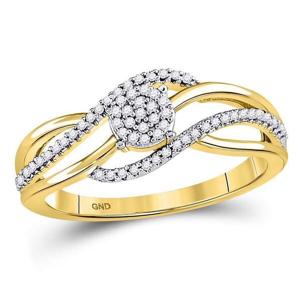 10kt Yellow Gold Women's Diamond Open Strand Cluster Ring 1/6 Cttw-Gold & Diamond Rings-JadeMoghul Inc.