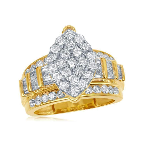 10kt Yellow Gold Women's Diamond Oval Cluster Bridal Wedding Engagement Ring 2.00 Cttw - FREE Shipping (US/CAN)-Gold & Diamond Engagement & Anniversary Rings-6.5-JadeMoghul Inc.